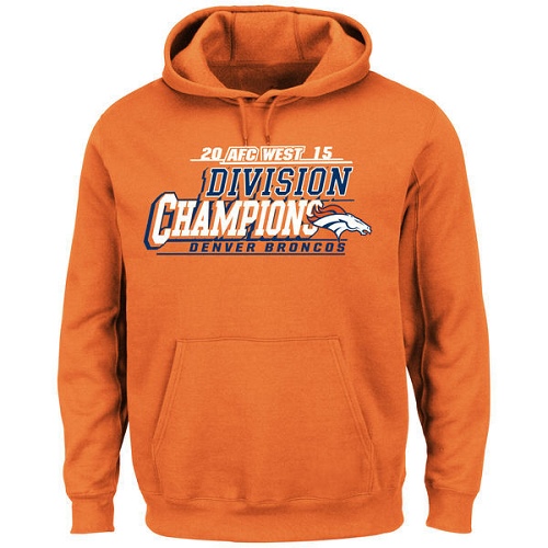 Men's NFL Denver Broncos Majestic Orange 2015 AFC West Division Champions Pullover Hoodie